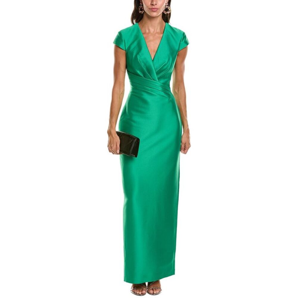 Badgley Mischka Womens Cap Sleeve Gown, Green
